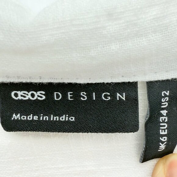 ASOS Oversized 100% Cotton Light White Buttoned Textured Preppy Shirt sz 2 - Picture 4 of 8